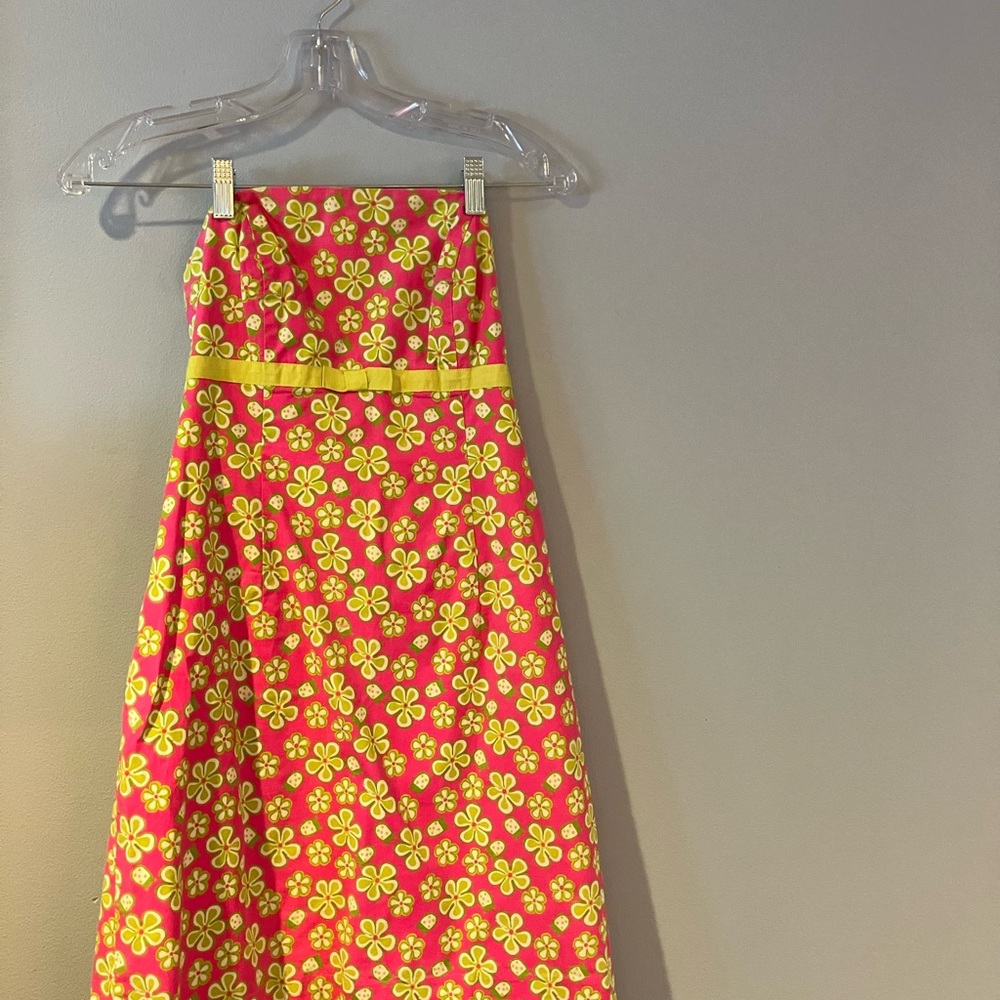 Lilly Pulitzer Strapless Pink and Yellow Floral Dress